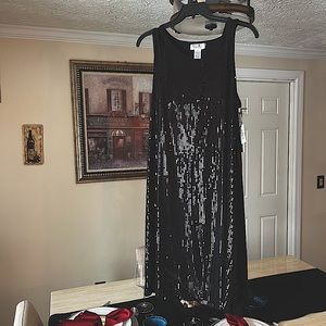 Size 2X all black sequin tank dress NWT